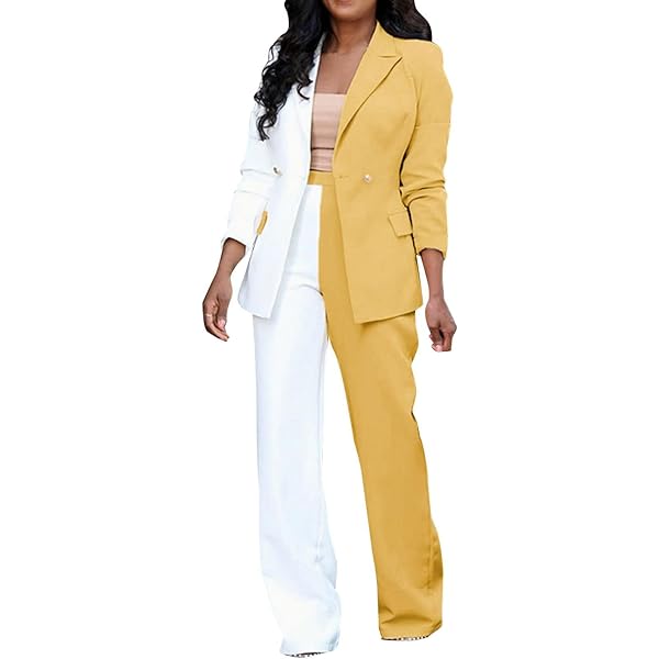 Amazon.com: LIUguoo Women's Colorblock 2 Piece Office Work Suit